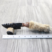 Bobcat Foot Handle Obsidian Blade Ornamental Knife #2957  Mountain Man Knife