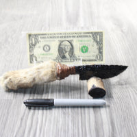 Bobcat Foot Handle Obsidian Blade Ornamental Knife #2957  Mountain Man Knife