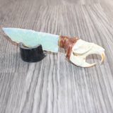 Muskrat Skull Handle Opalite Blade Ornamental Knife #08466     Mountain Man Knife