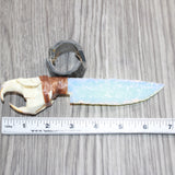 Muskrat Skull Handle Opalite Blade Ornamental Knife #08466     Mountain Man Knife
