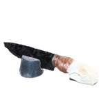 Mink Skull Handle Obsidian Blade Ornamental Knife #07766  Mountain Man Knife