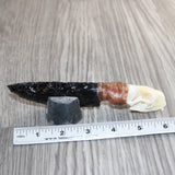 Mink Skull Handle Obsidian Blade Ornamental Knife #07766  Mountain Man Knife