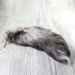 1 Silver Fox Tail Key Ring #3957  Taxidermy Keychain Tassel Bag Tag