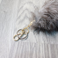 1 Silver Fox Tail Key Ring #3957  Taxidermy Keychain Tassel Bag Tag