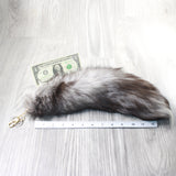 1 Silver Fox Tail Key Ring #3957  Taxidermy Keychain Tassel Bag Tag
