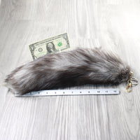 1 Silver Fox Tail Key Ring #3957  Taxidermy Keychain Tassel Bag Tag