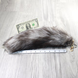 1 Silver Fox Tail Key Ring #3957  Taxidermy Keychain Tassel Bag Tag