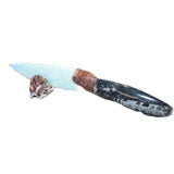 Orthoceras Fossil Handle Opalite Blade Ornamental Knife # 06466    Mountain Man Knife
