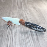 Orthoceras Fossil Handle Opalite Blade Ornamental Knife # 06466    Mountain Man Knife