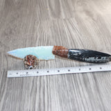 Orthoceras Fossil Handle Opalite Blade Ornamental Knife # 06466    Mountain Man Knife