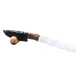 Selenite Spiral Handle Obsidian Blade Ornamental Knife #8957  Mountain Man Knife