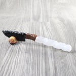 Selenite Spiral Handle Obsidian Blade Ornamental Knife #8957  Mountain Man Knife