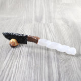 Selenite Spiral Handle Obsidian Blade Ornamental Knife #8957  Mountain Man Knife