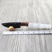 Selenite Spiral Handle Obsidian Blade Ornamental Knife #8957  Mountain Man Knife