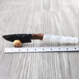 Selenite Spiral Handle Obsidian Blade Ornamental Knife #8957  Mountain Man Knife