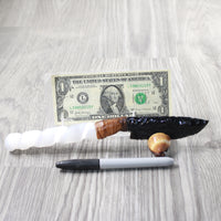 Selenite Spiral Handle Obsidian Blade Ornamental Knife #8957  Mountain Man Knife