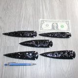 5 Obsidian Ornamental Spearheads  #466     Arrowhead