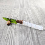 Selenite Spiral Handle Glass Blade Ornamental Knife #3057    Mountain Man Knife