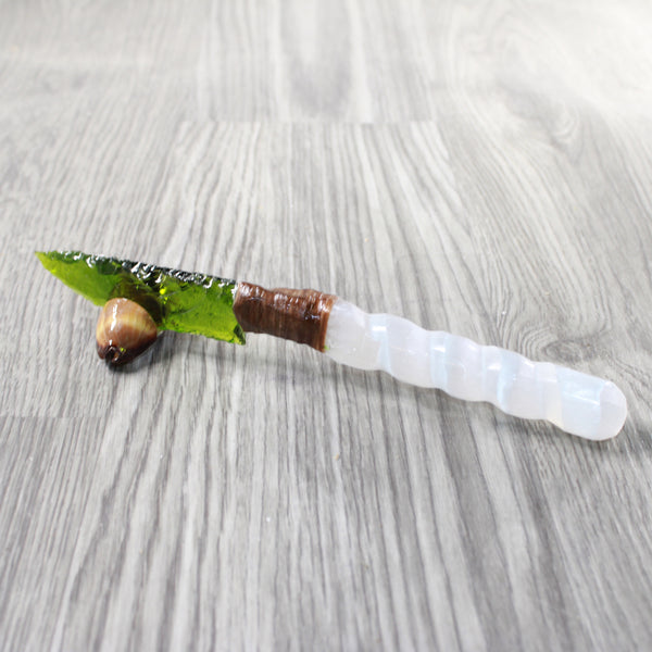 Selenite Spiral Handle Glass Blade Ornamental Knife #3057    Mountain Man Knife