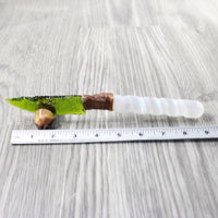 Selenite Spiral Handle Glass Blade Ornamental Knife #3057    Mountain Man Knife