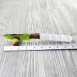 Selenite Spiral Handle Glass Blade Ornamental Knife #3057    Mountain Man Knife