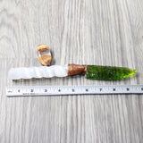 Selenite Spiral Handle Glass Blade Ornamental Knife #3057    Mountain Man Knife