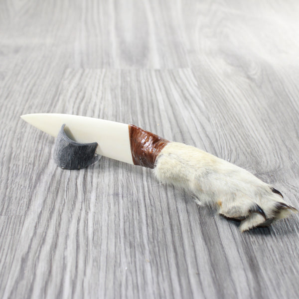 Coyote Foot Handle Bone Blade Ornamental Knife #1057    Mountain Man Knife