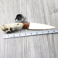 Coyote Foot Handle Bone Blade Ornamental Knife #1057    Mountain Man Knife