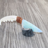 Fox Jaw Handle Opalite Blade Ornamental Knife #03666     Mountain Man Knife