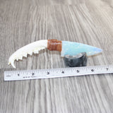 Fox Jaw Handle Opalite Blade Ornamental Knife #03666     Mountain Man Knife