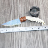 Fox Jaw Handle Opalite Blade Ornamental Knife #03666     Mountain Man Knife