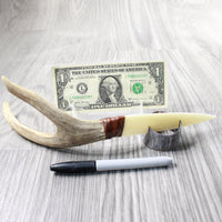 Deer Antler Handle Bone Blade Ornamental Knife #2057    Mountain Man Knife