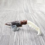 Fox Jaw Handle Stone Blade Ornamental Knife #8158    Mountain Man Knife