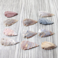 10 Large Stone Ornamental Arrowheads  #1158    Agate Jasper Arrowheads