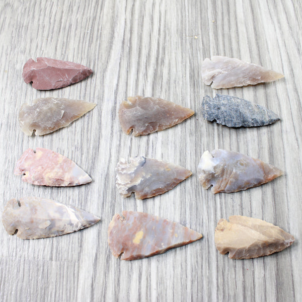 10 Large Stone Ornamental Arrowheads  #1158    Agate Jasper Arrowheads