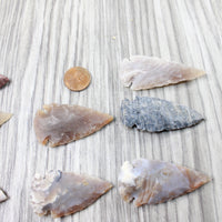10 Large Stone Ornamental Arrowheads  #1158    Agate Jasper Arrowheads