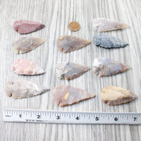 10 Large Stone Ornamental Arrowheads  #1158    Agate Jasper Arrowheads