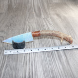 Deer Antler Crown Handle Opalite Blade Ornamental Knife #10266     Mountain Man Knife