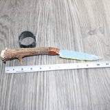 Deer Antler Crown Handle Opalite Blade Ornamental Knife #10266     Mountain Man Knife