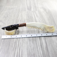 Deer Jaw Handle Obsidian Blade Ornamental Knife #8158  Mountain Man Knife