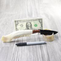 Deer Jaw Handle Obsidian Blade Ornamental Knife #8158  Mountain Man Knife