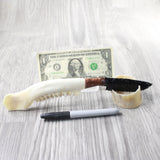 Deer Jaw Handle Obsidian Blade Ornamental Knife #8158  Mountain Man Knife
