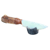 Moose Antler Handle Opalite Blade Ornamental Knife #12366     Mountain Man Knife