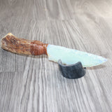 Moose Antler Handle Opalite Blade Ornamental Knife #12366     Mountain Man Knife