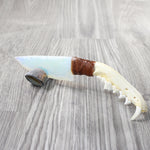 Coyote Jaw Handle Opalite Blade Ornamental Knife #8258     Mountain Man Knife