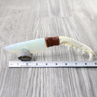 Coyote Jaw Handle Opalite Blade Ornamental Knife #8258     Mountain Man Knife