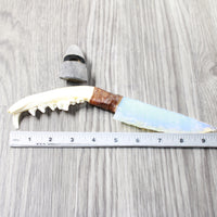 Coyote Jaw Handle Opalite Blade Ornamental Knife #8258     Mountain Man Knife