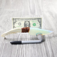 Coyote Jaw Handle Opalite Blade Ornamental Knife #8258     Mountain Man Knife
