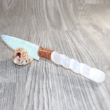 Selenite Spiral Handle Opalite Blade Ornamental Knife #20166     Mountain Man Knife
