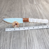 Selenite Spiral Handle Opalite Blade Ornamental Knife #20166     Mountain Man Knife